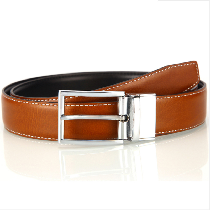 

2021 New Double Sided Leather High Quality Men's Needle Buckle Belt Waist for Trousers Cinturon Cowhide Genuine R2w8, Black