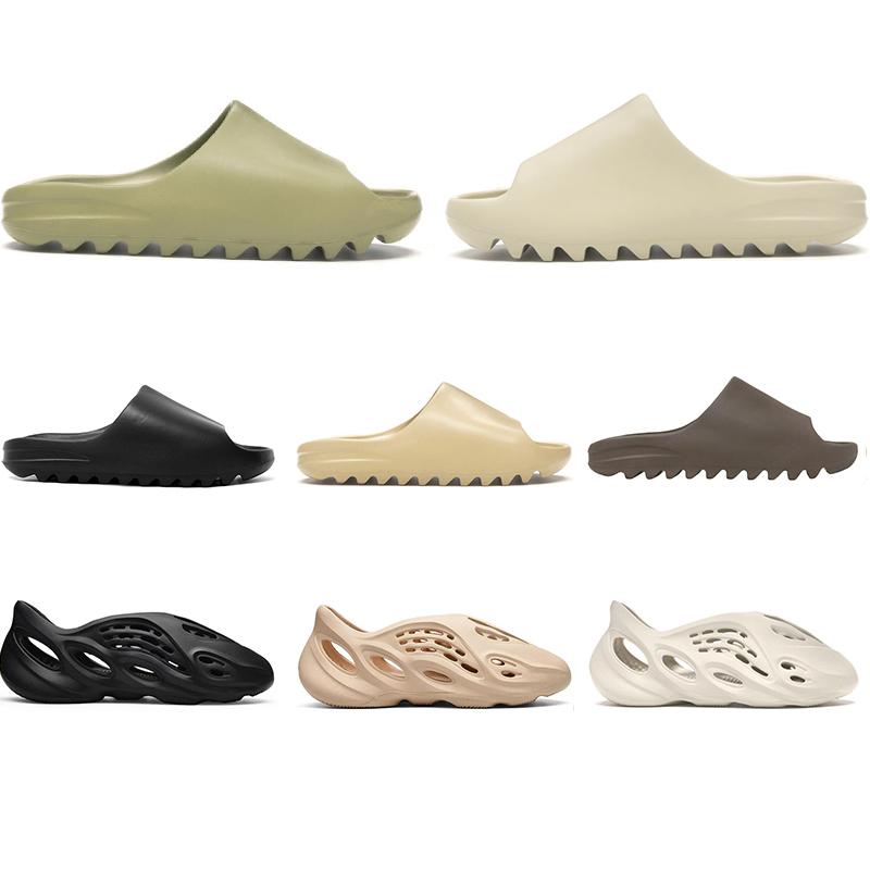 

Kanye West Slipper Foam Runner Sandal Triple Black White Bone Resin Desert Sand Men Women Fashion Slides Sandals Shoes US 5-11