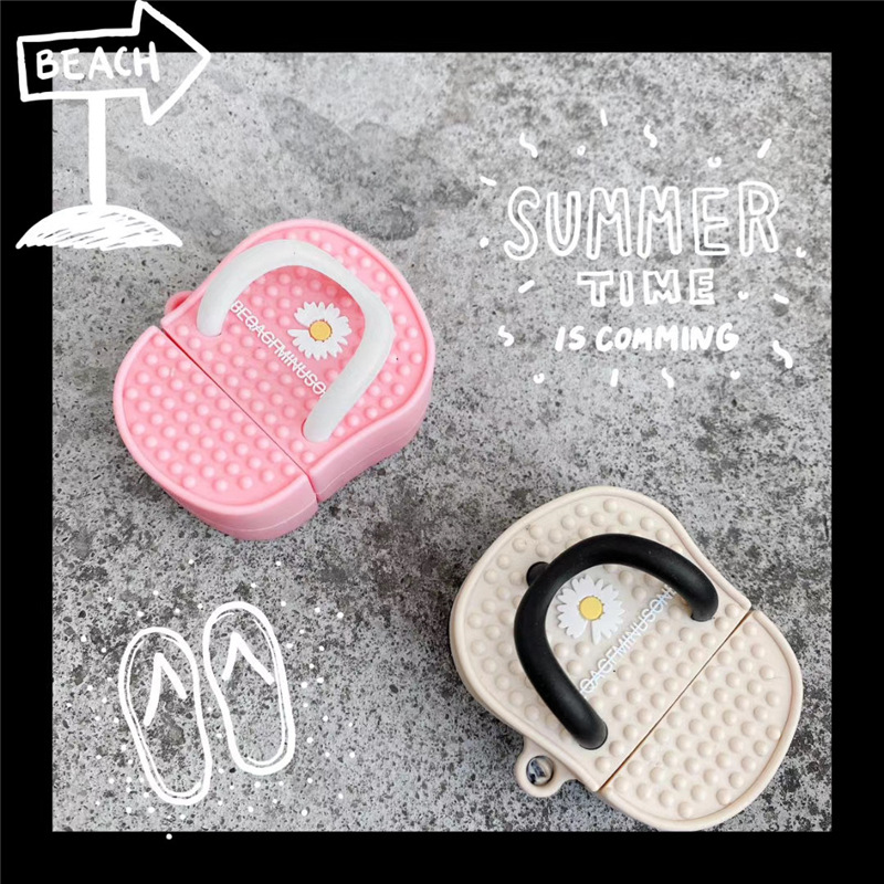 

For AirPods Pro Case Fashion Cartoon Daisy Flower Slippers Silicone Earphone Case For AirPods 2 Wireless Bluetooth Headset Cover, A for airpods 1/2
