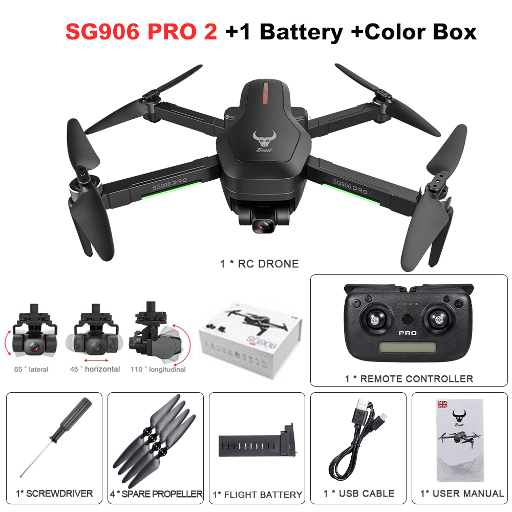 

SG906 PRO 2/ PRO GPS RC Drone 3-Axis Gimbal 4K 5G WIFI FPV Dual Camera 28mins Professional Brushless Motor RC Quadcopter Drone, Pro box 1battery