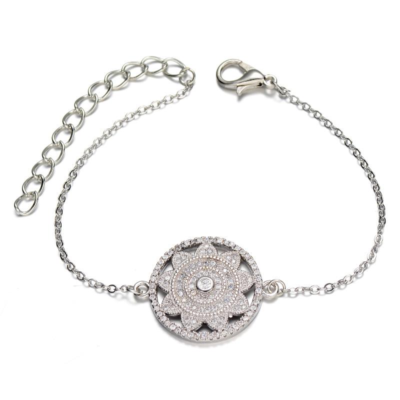 

Fashion Jewelry Bijoux Zircon Flower Bracelet Femme Handmade Copper Micro Pave Charms Women's Bracelets & Bangles Diy Pulseras