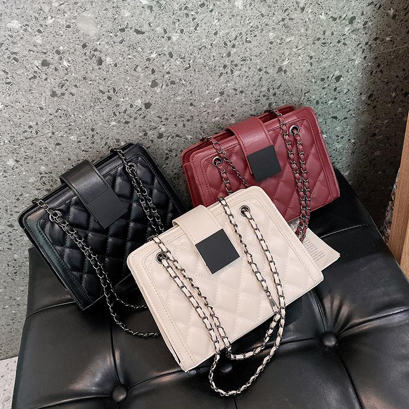 

Women's Bag Autumn And Winter New Fashion Armpit Bag Single Shoulder Texture Chain Girl's Popular Diamond Lattice Handbag, Black