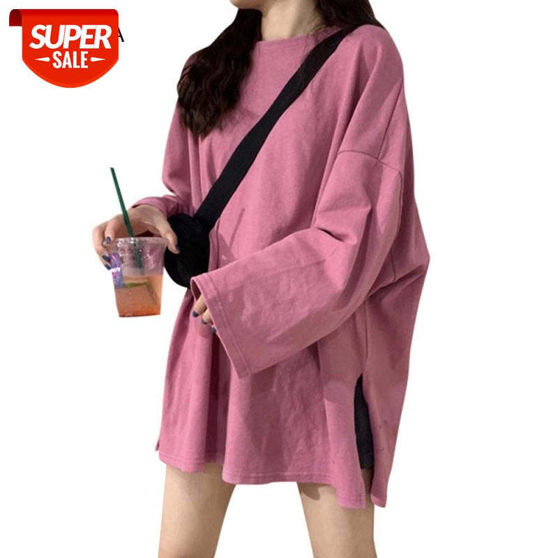 

Harajuku Tshirt Causal Women T-shirt Long Sleeve Tops Oversized Female T Shirt Fashion Solid Color Ladies Giels Tshirts Tops #fo0H, White