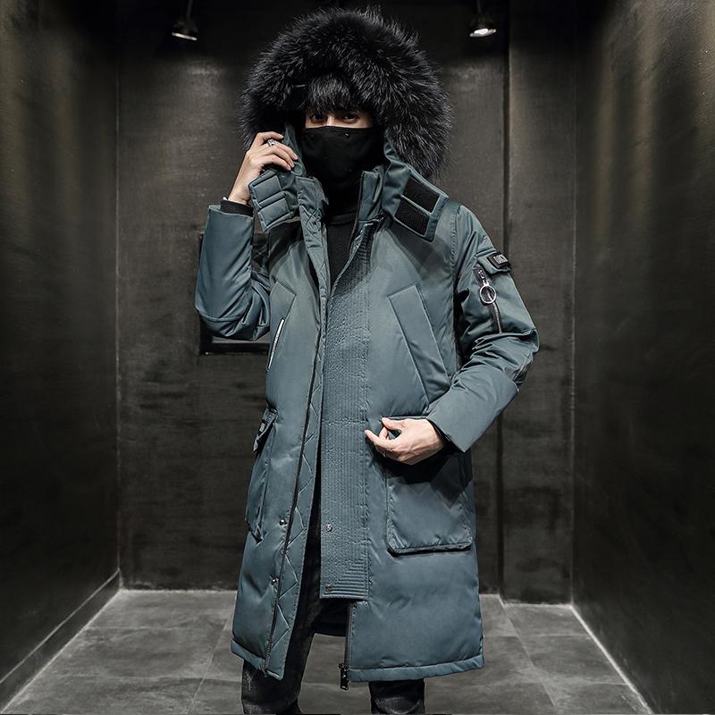 

NEW Winter Warm Down Jacket Men Casual Business Long Thick Hooded windbreaker Coat Men Solid Fashion Parkas, Beige