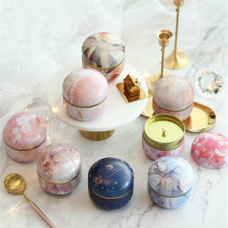 

5/10pcs Marble sakura Candy Box Round Iron Gift Boxes Wedding Birthday Scented Candy Packing Box Party Favors Giveaway Gifts1