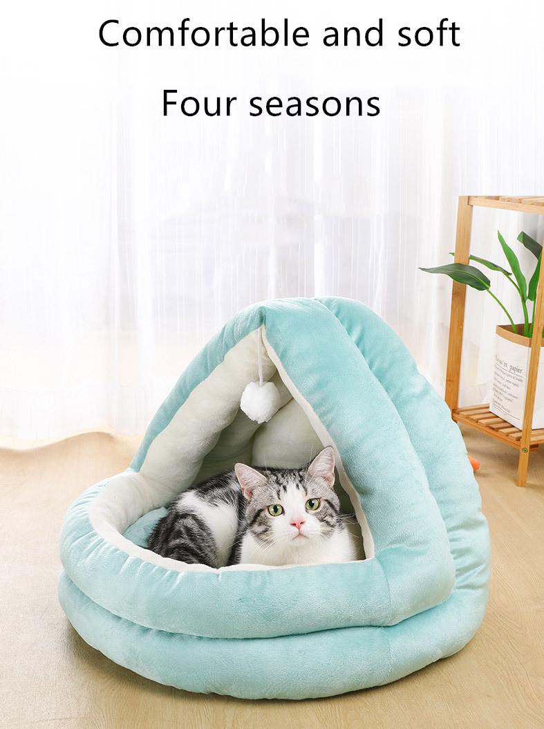 

Cat bed Four Seasons General New Pet Supplies Nest pad separation Warm Cat Mattress Semi-closed Kennel Removable cleaning, Gray
