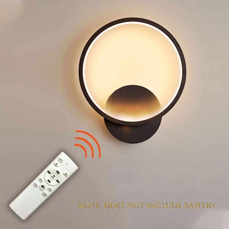 

Hot sale led wall lamp indoor black and white tri-color wall lamp remote control switch simple art indoor home decoration modern