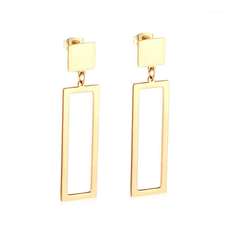 

LUXUKISSKIDS Korean Statement Square 316L Stainless Steel Drop Jewelry Earrings Set For Women Party Gift Gold/Steel Earrings1