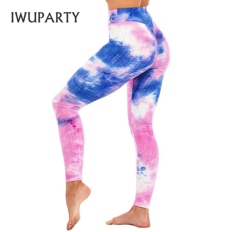 

IWUPARTY High Waist Fitness Leggings Tie-dye Neon Yoga Pants Women Workout Push Up Leggins Fashion Bodybuilding Joggings Women, Orange blue