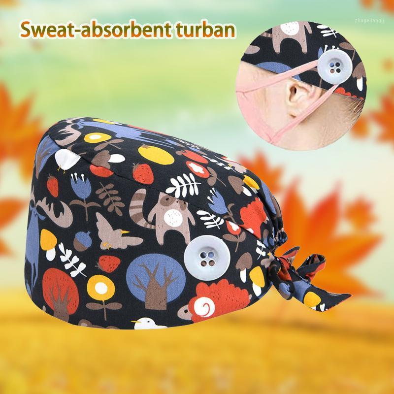 

Scrub Cap With Buttons Bouffant Hat With Sweatband for Womens and Mens Gourd Cap Fluffy Turban Party Cosplay Hats1