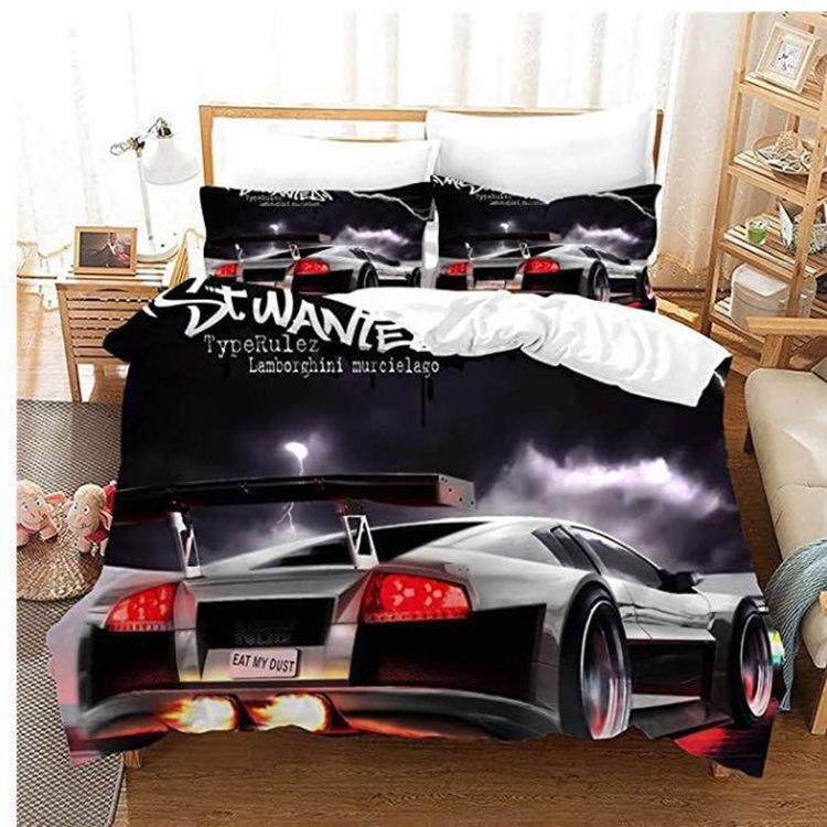 

Duvet Cover 3D new Cool racing car sports car children's room dormitory Bedding Sets King Queen full  Size 2/3pcs PillowCase