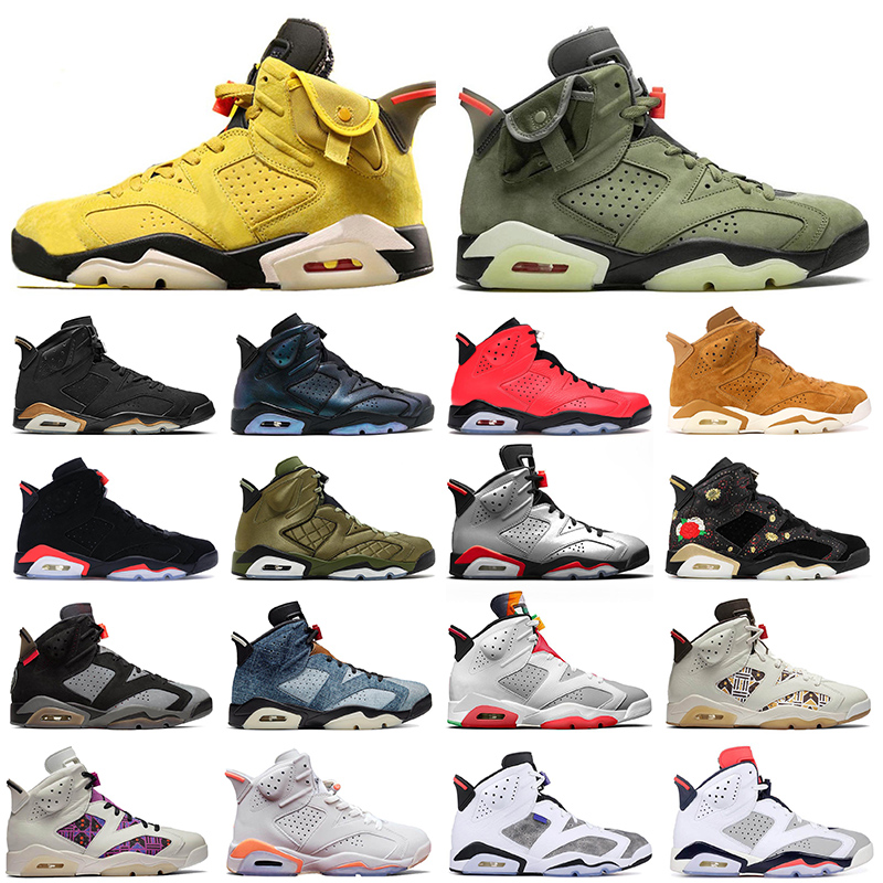 

High Quality Jumpman Basketball Shoes 6 6s Mens Trainer Dmp Carmine Black Infrared Hare Washed Denim Unc Sports Sneakers Runners Size 7-13, C20