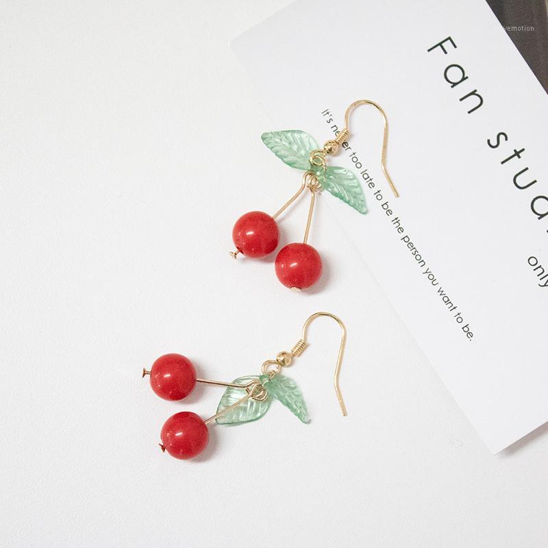 

Hot Red Cherry Earrings Eardrop Sweet Fruit Fresh Cherry Eardrop Female Fashion Youth Beautiful Girl Students Earrings for Women1