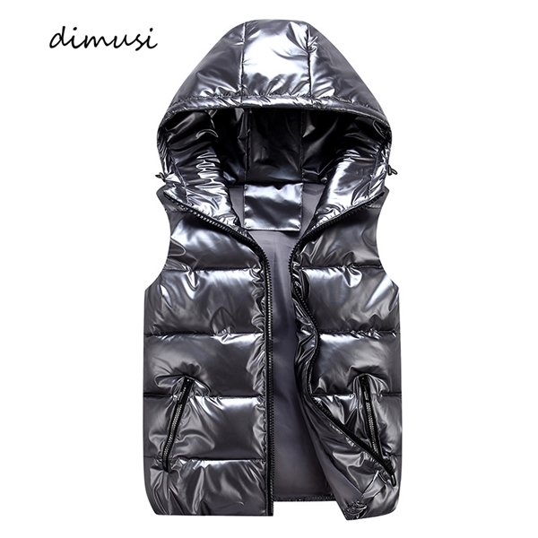 

DIMUSI Men's Vest Winter Fashion Silver Male Cotton-Padded Hooded Coats Sleeveless Jackets Casual Thick Waistcoats Mens Clothing C1021, Black;white