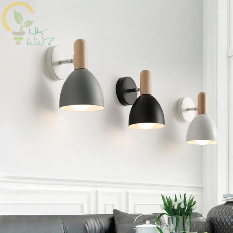 

Minimalism Design Led Wall Lamps for Bedroom Bedside Aisle,Modern Nordic Light White/Black/Gray Iron Lampshade Loft Wall Lights1