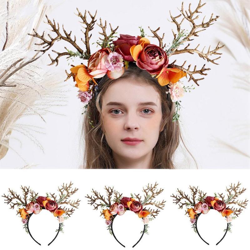 

Beautiful Christmas antlers headband garland hair decoration ornaments for Easter Christmas friends girl gifts1