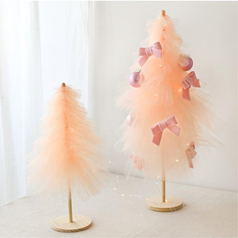 

New Arrival Pink Christmas Tree Ornaments Mesh Yarn Xmas Tree 50cm 75cm 100cm DIY New Year Gifts for Girls Home Party decor