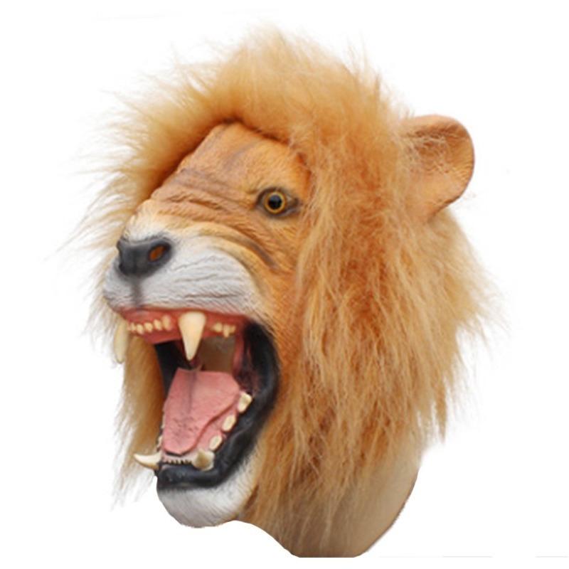 

Halloween Adult Angry Lion Mask Crazy Animal City Realistic Latex Mask Funny Costume