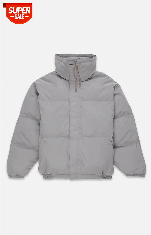 

Autumn Winter Laser Reflective Colorful FOG Essentials Down Jacket Men Women High Quality Stand Collar Solid Color Down Jacket #vu01, Black;brown