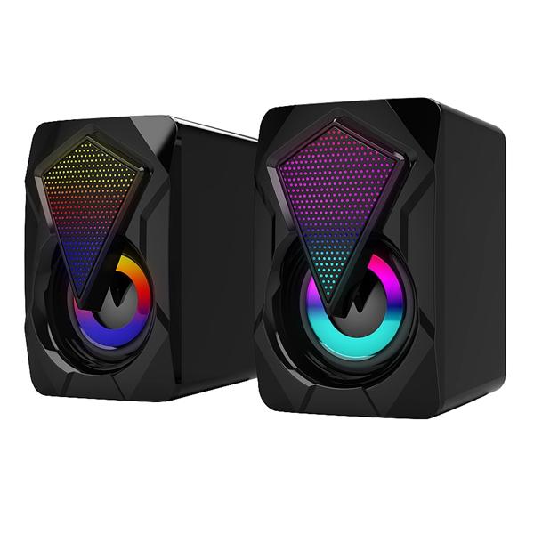 

Computer Speakers 2.0 USB Gaming Stereo Wired PC Speaker with RGB Lights 3.5mm Aux Input for Phone Tablets Laptop