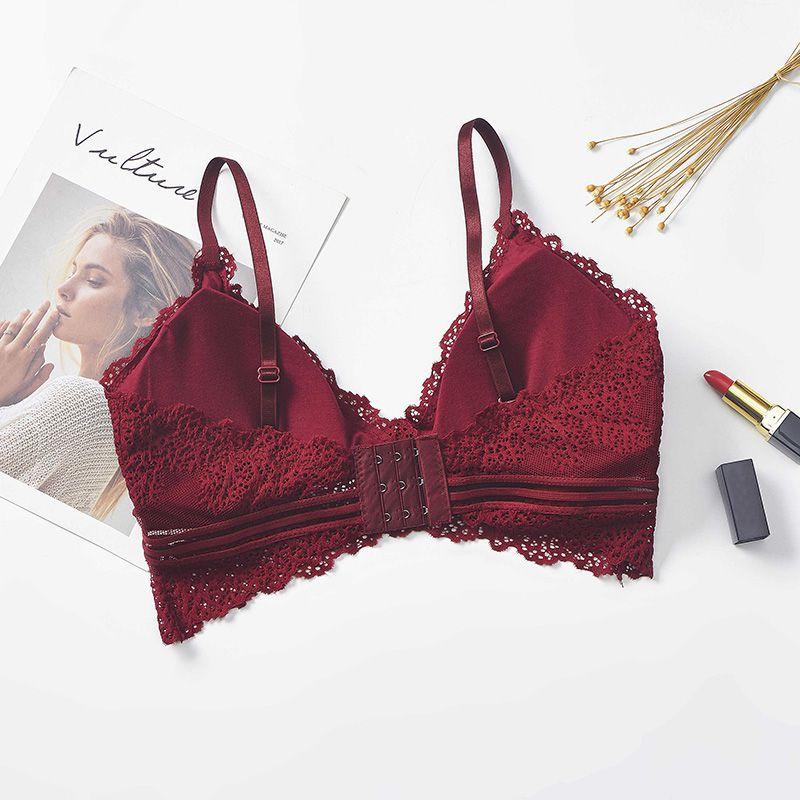 

Women Lace Jacquard Sexy Wrapped Chest Solid Color No Steel Ring Ice Silk Camisole
