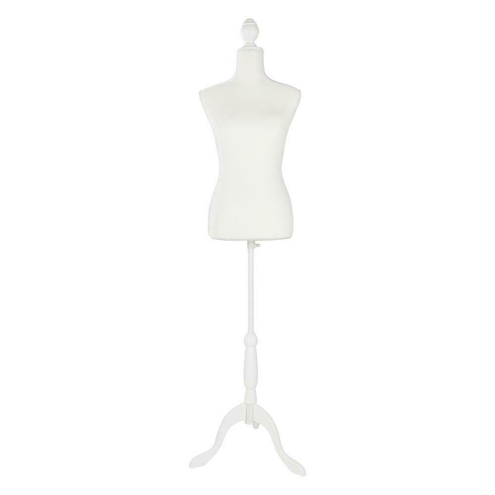 

Female Mannequin Torso Dress Form Tripod Stand Woman Clothing Coat Display White
