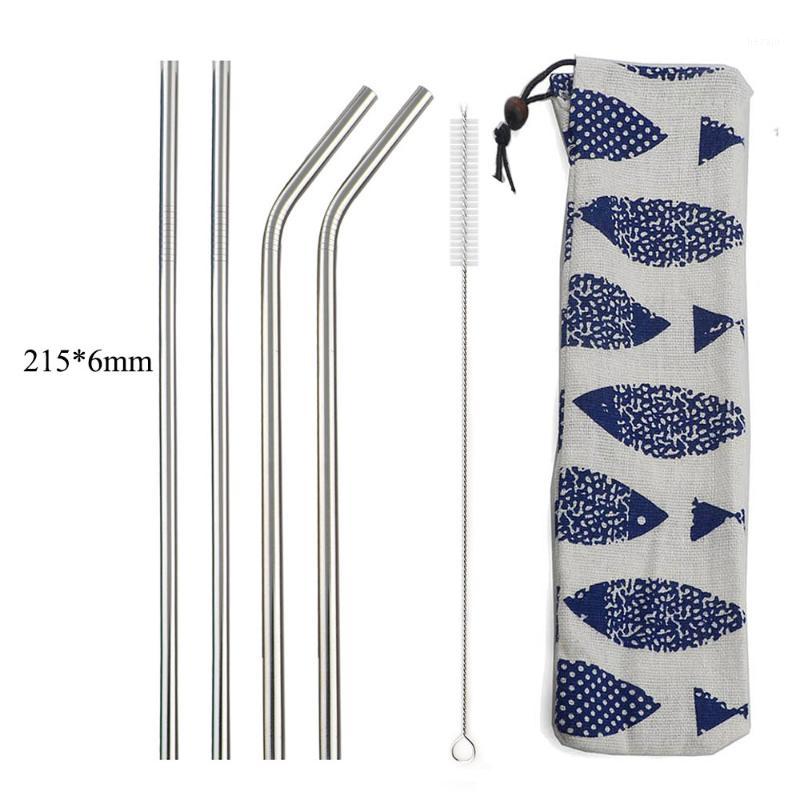 

6 Pieces Mix Color 304 Stainless Steel Straw Reusable Metal Drinking Straws With Pouch Bag Cleaning Brush For Home Party Barware1