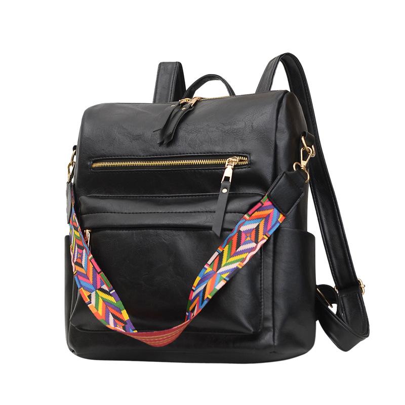 

PU Leather Women's Backpack Bags 2021 New Luxury School Backpacks Designers Female Travel Shopping Backpack Bags, Black