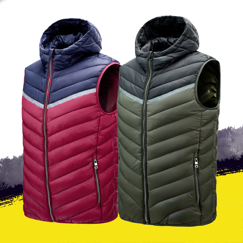 Mens Vest Jacket Patchwork Hooded Cotton Padded Warm Sleeveless Jacket Male Winter Casual Waistcoat Men Vest Plus Size 4XL 201120Z