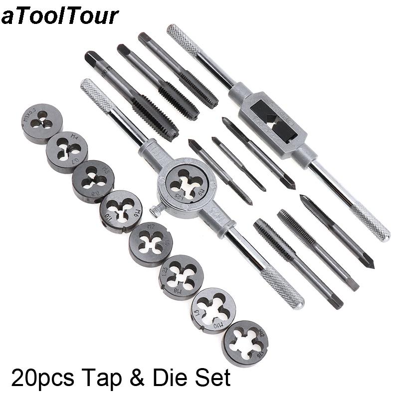 

20pcs Hand Tools Tap and Die Set Adjustable Wrench Nut Bolt Screw Thread Metric Tap And Dies Cutting Tapping Tool Kit M3 M6