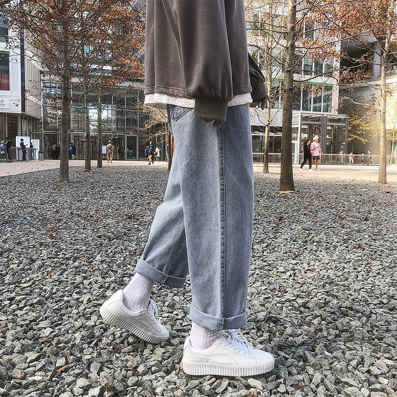 

Male 2021 New Brem Spring and Winter Are Main Impulse Neutral Wind Pants Wide Slacks Clothes KB4N, Light blue.