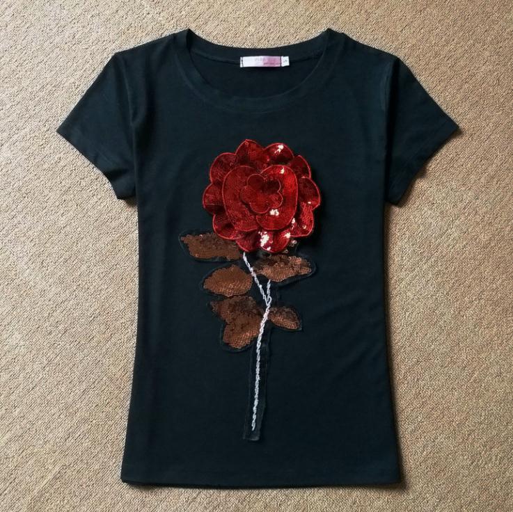 

New Summer Tops Fashion Clothes Women Talon Flower T-shirt Sht1, White