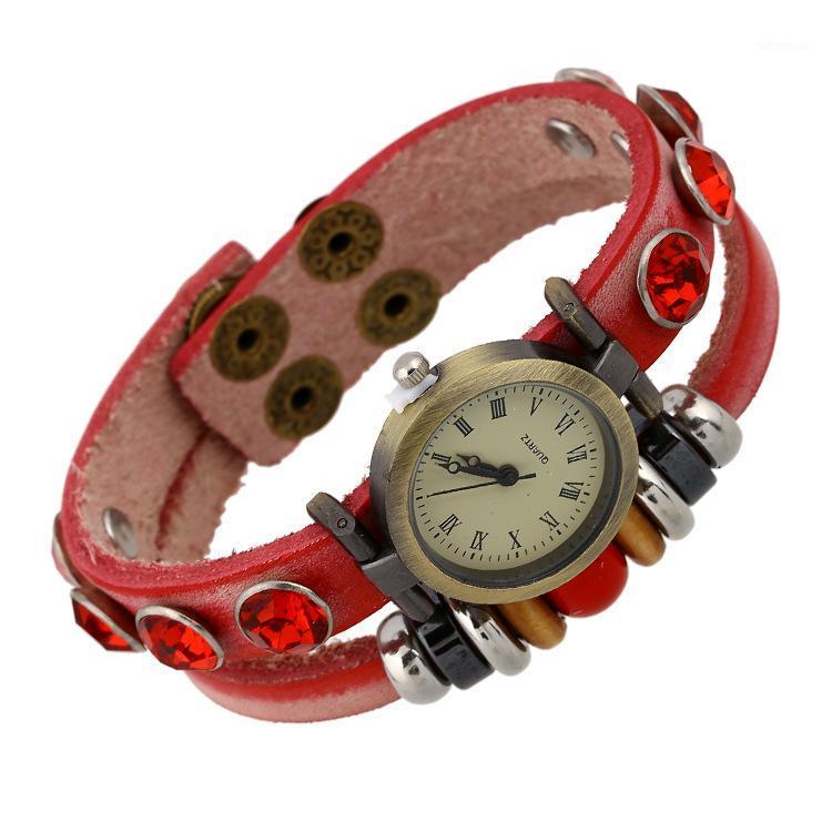 

New leather bracelet watch Lady red cowhide bracelet watch student1