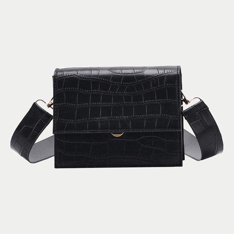 

Casual Stone Pattern Women Shoulder Bags Small Crossbody Flap Bag Female PU Leather Solid Color Mini Handbag Purse, Black