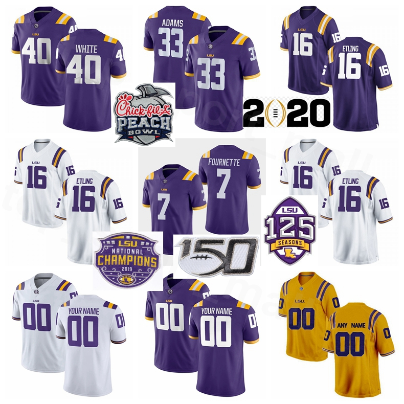 

NCAA College Football LSU Tigers LE FOURNETTE Jersey 7 Leonard Fournette 40 Devin White 33 Jamal Adams 16 Danny Etling Men Youth Women, Yellow