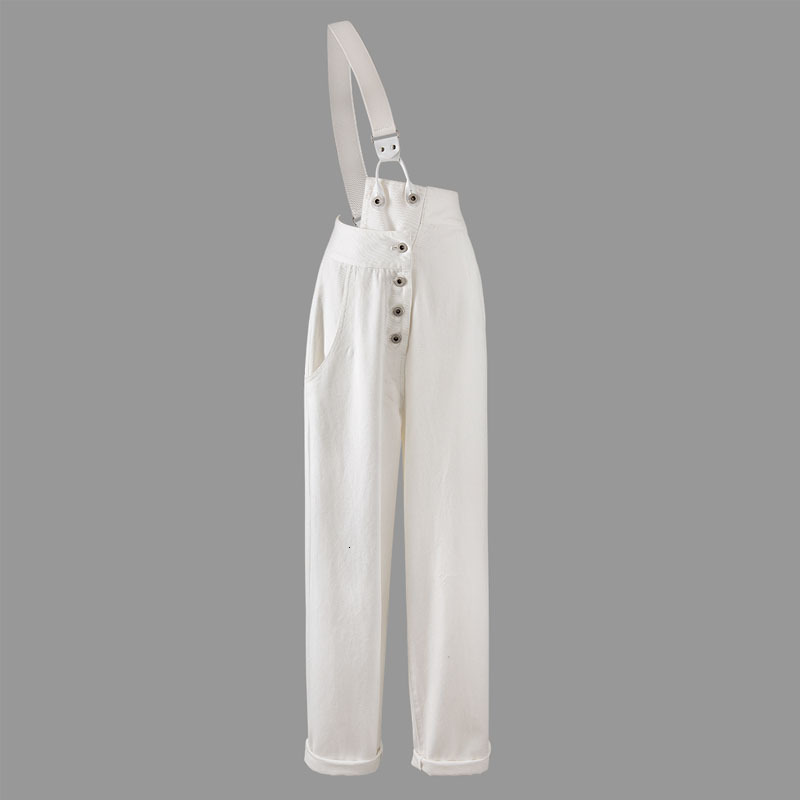 

2021 New Summer fashion retro high drop detachable white jumper female jeans irregular waist straight pants SUXX