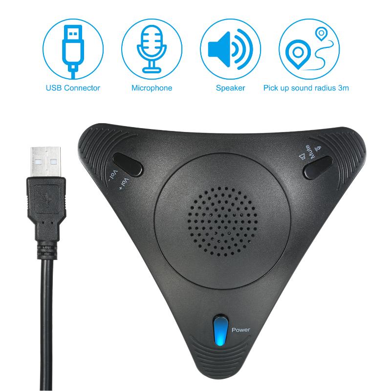 

USB Conference Computer Microphone VOIP Desktop Wired Microphone+Speaker for PC Laptop Office Meeting Video Conference Recording