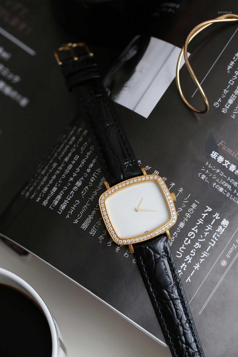 

Womens Designer Watches Fashion Rectangle Diamond Leather Strap Watches Female Classic Wristwatch Best Gifts High Quality1