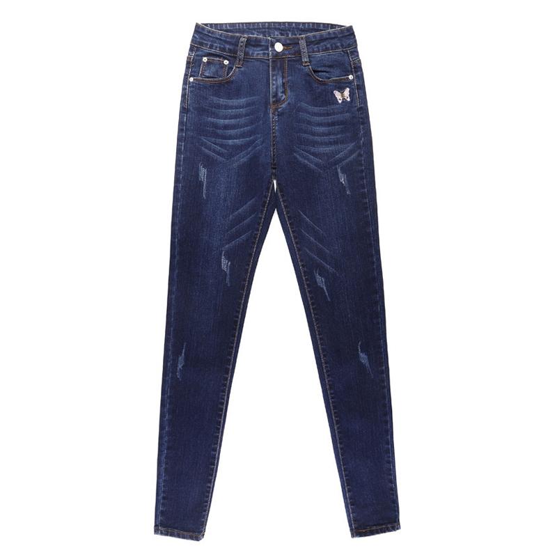 

Ripped Jeans For Women 2020 Spring Summer High Waist Skinny Jeans Woman Stretch Embroidered Pencil Denim Pants Vaqueros Mujer, Black