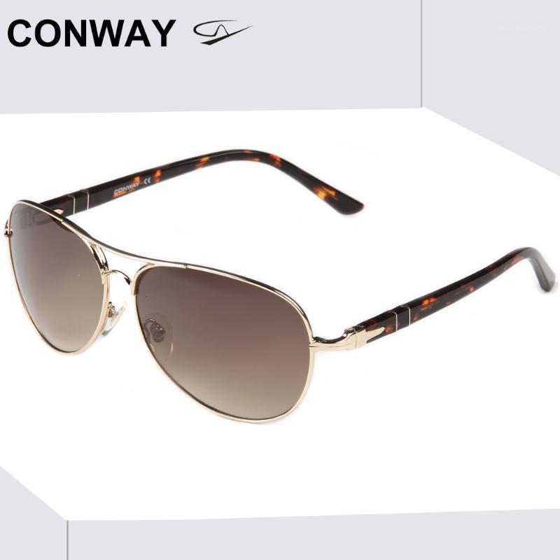 

Sunglasses Conway Brand Pilot Round For Women Men Retro Sun Glasses Lightweight Drivers Metal Alloy Gray Brown1