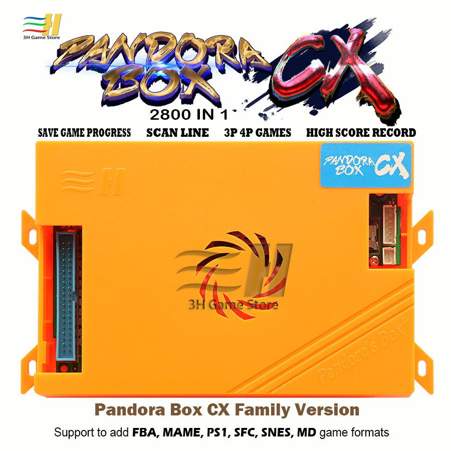 

Pandora Box CX 2800 in 1 Family board Can Save Game Can 3P 4P game Can add FBA MAME PS1 SFC SNES MD Game 3D tekken Mortal Kombat