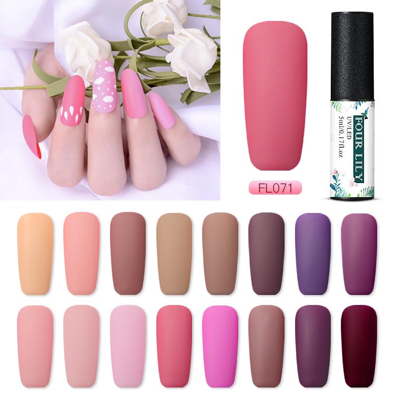 

Four Lily Matte Top Coat Gel Nail Polish Pure Color Soak Off UV Gel Varnish Manicure Series Semi Permanent 5ml Nail Art Varnish, Ss06773