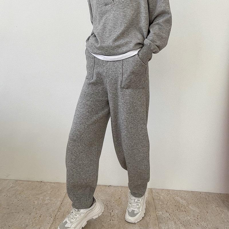 

Spring and autumn women's casual solid color high waist loose sweater pants, Gray