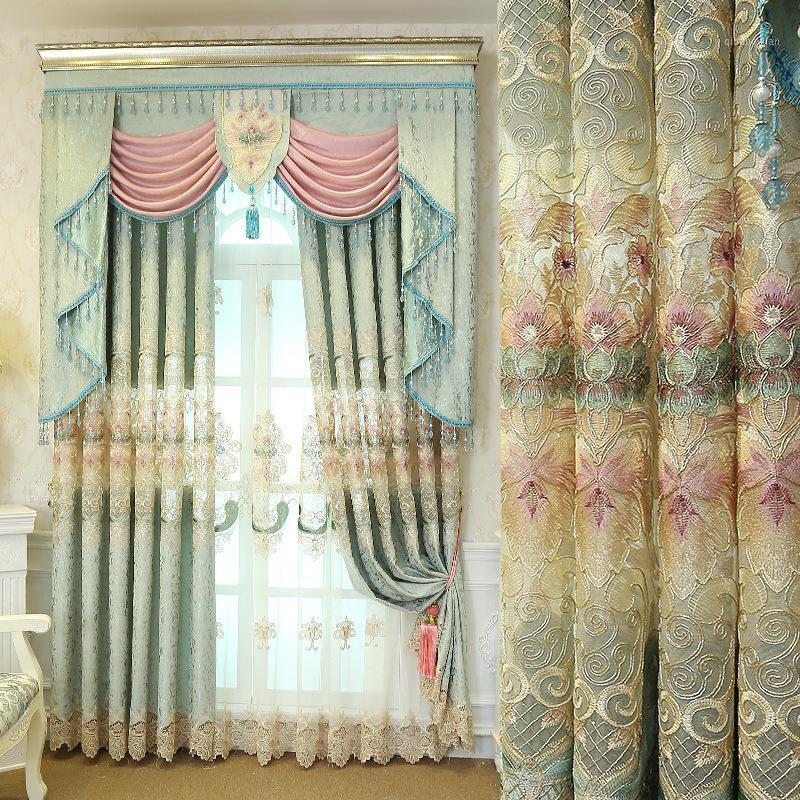 

High-grade Gold Silk Embroidery Cute Pink Curtains for Living Dining Room Bedroom.1, Tulle