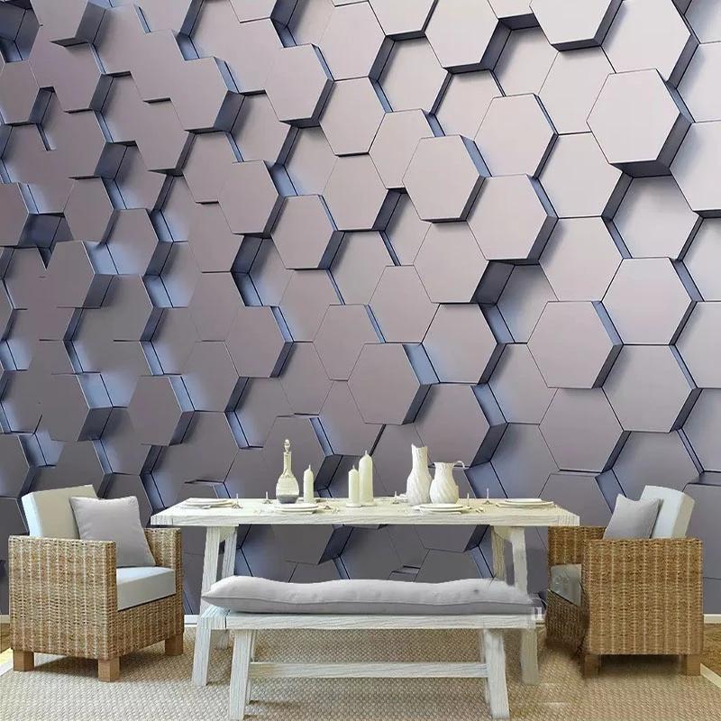 

Geometric Wallpaper Murals Photo Wall Paper Sticker For Living Room TV Background Painting Papel Mural 3 d Wall Cloth 3D Modern, Silk cloth