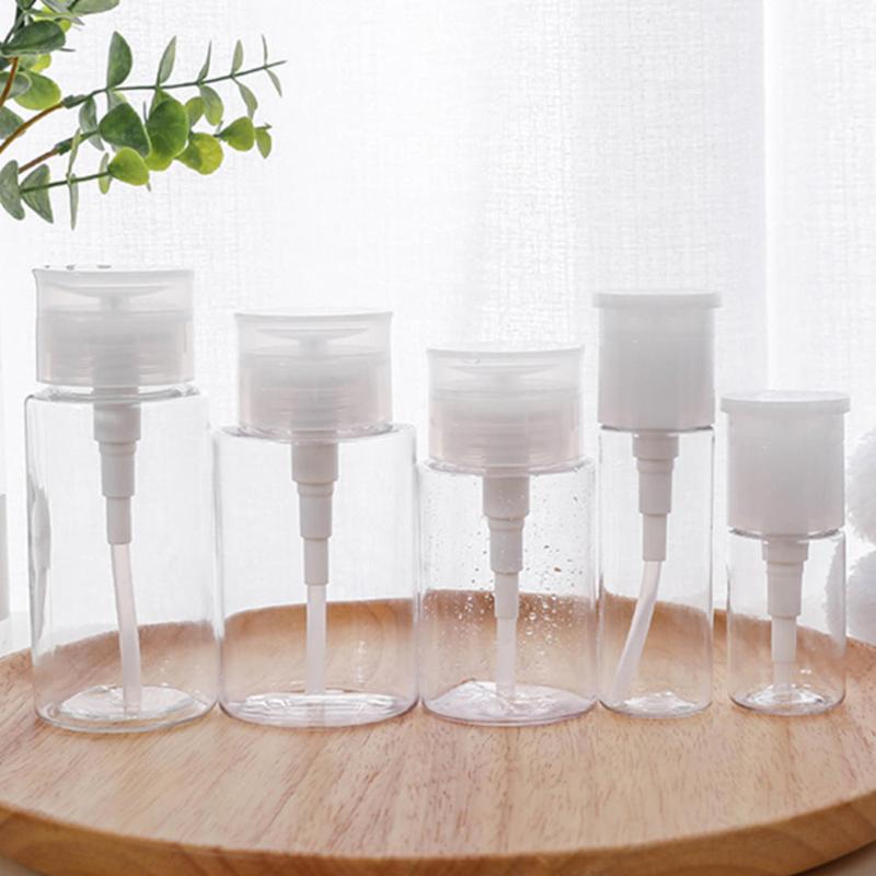 

Refillable Bottle 100ml Empty Plastic Clear Bottle Makeup Container Nail Polish Remover Alcohol Liquid Press Pumping