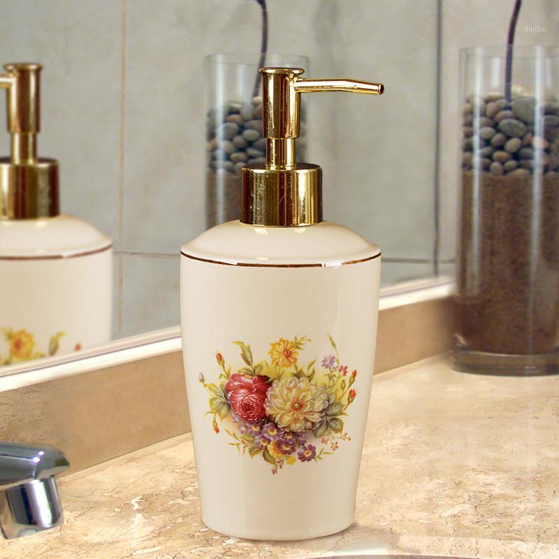 

Ceramic Liquid Soap Dispenser Bathroom Shampoo Shower Gel Bottle With 304 SUS Press Type Head Perfume Bottle Beige/White1