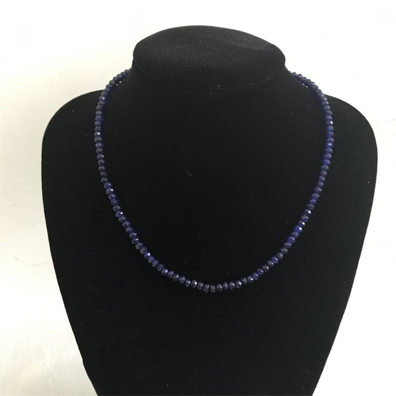 

Vintage Classic Natural Stone Jewelry Elegant Noble Sapphires Gems Beaded Chain Choker Necklace 45cm Dark Blue Luxury Necklace