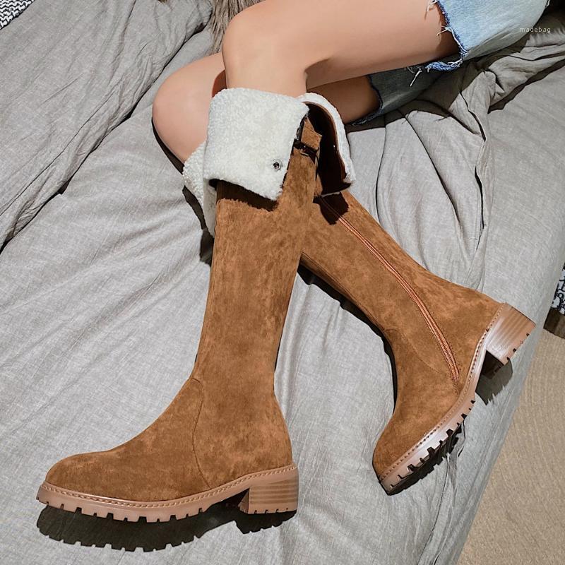 

Brand New Fashionable Keep Warm Plush Skidproof Chunky Heels Russia Winter Snow Boot Women Shoes Boots1, Black