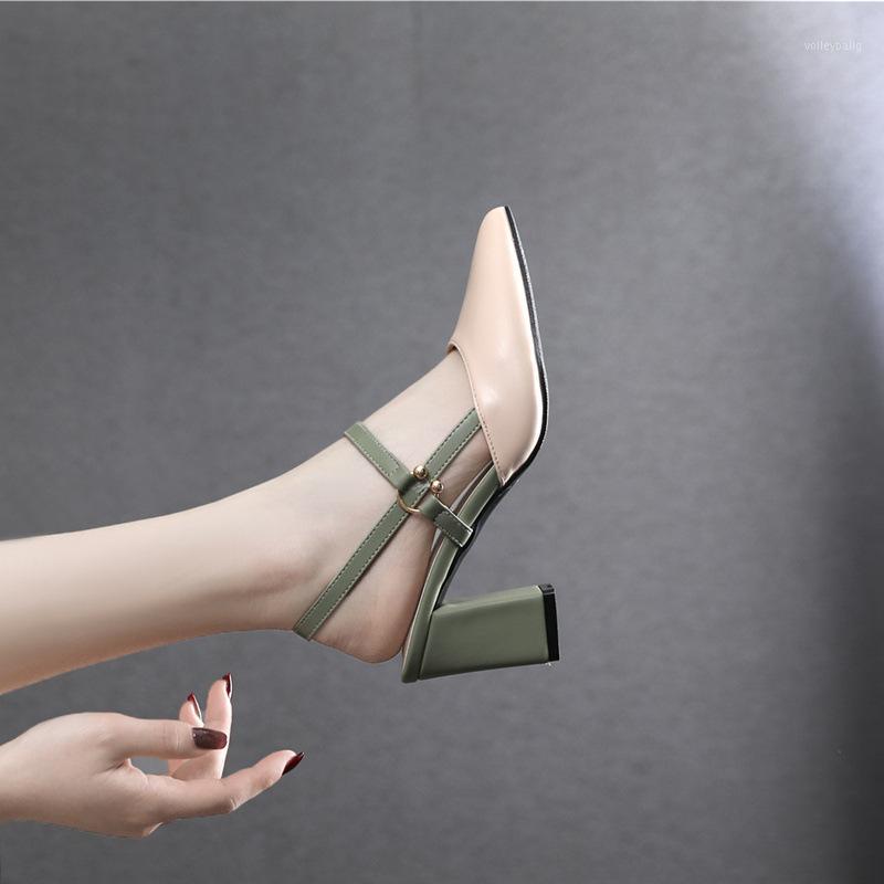 

Large Size Pointed Heel Sandals Shallow Mouth High Heels Fashion Womens Shoes 2020 Buckle Strap Summer For Multicolored1